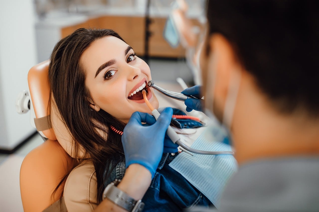 A smiling patient during a dental check-up